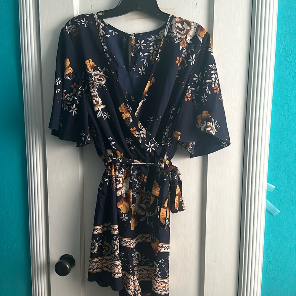 SHEIN Navy Floral short jumpsuit